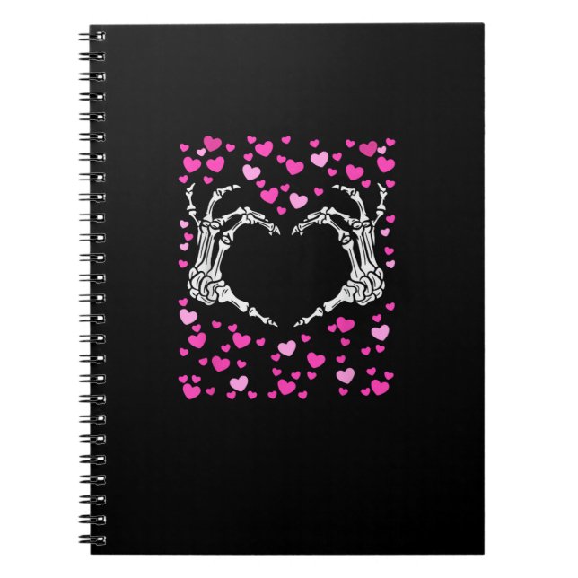 Skeleton Hand Heart Valentines Day Funny Viral Notebook (Front)