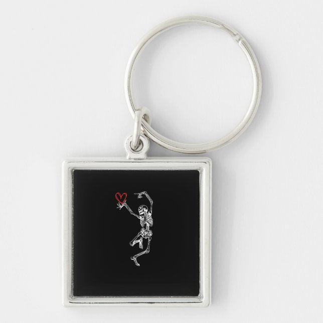 Skeleton Hand Heart Valentines Day Keychain (Front)