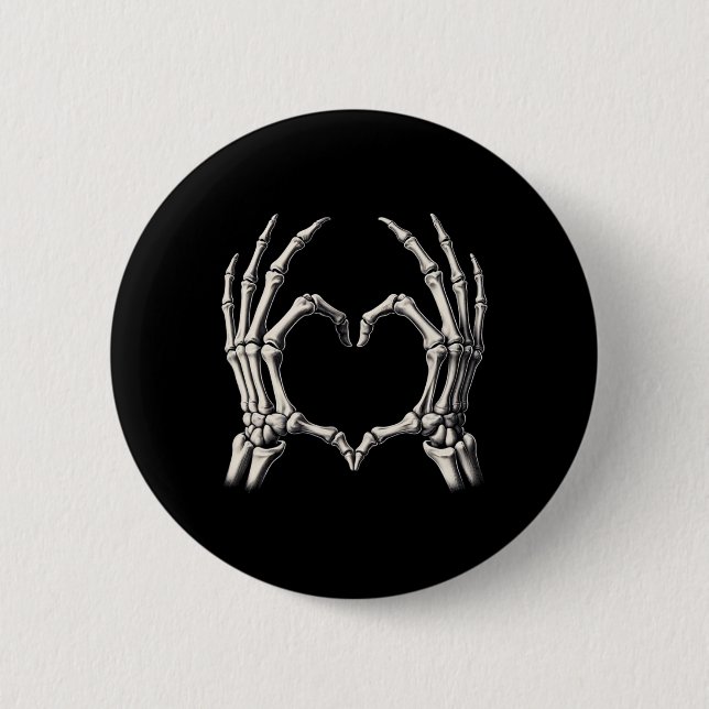 Skeleton Hand Heart Xray Retro Funny Halloween Cos 2 Inch Round Button (Front)