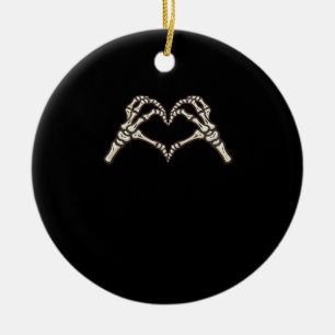 Skeleton Hand Hearts Design Ceramic Ornament