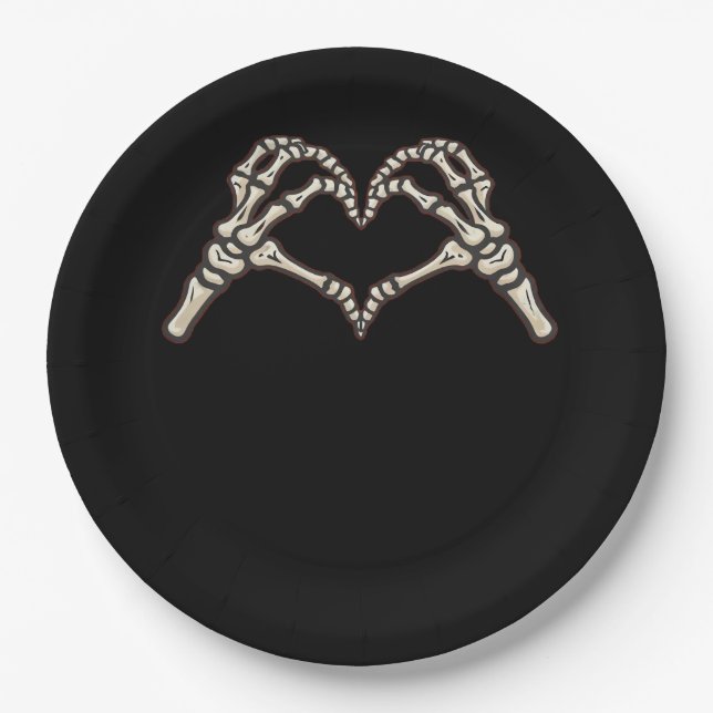 Skeleton Hand Hearts Design Paper Plate (Front)