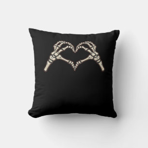 Skeleton Hand Hearts Design Throw Pillow