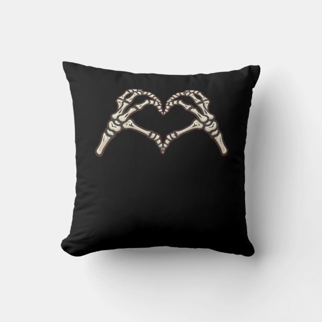 Skeleton Hand Hearts Design Throw Pillow (Front)