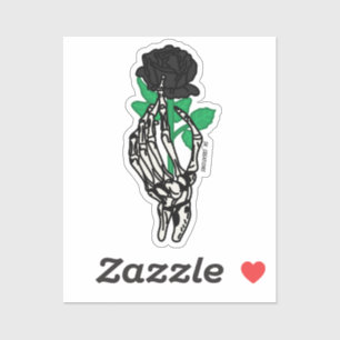 Skeleton Hand Holding A Black Rose