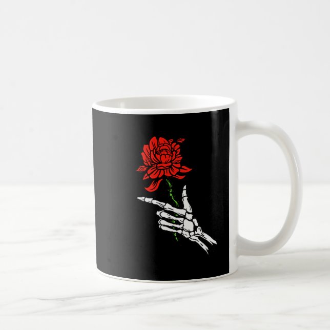 Skeleton Hand Holding A Red Rose  Coffee Mug (Right)