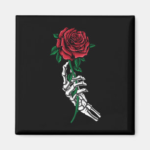 Skeleton Hand Holding A Red Rose Halloween Costume Magnet
