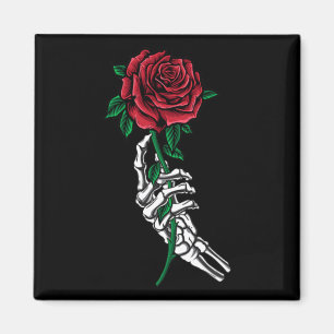 Skeleton Hand Holding A Red Rose Pocket Halloween Magnet