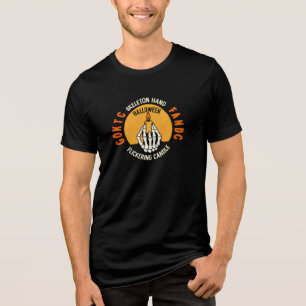 Skeleton Hand Holding Flickering Candle Halloween  Tri-Blend Shirt
