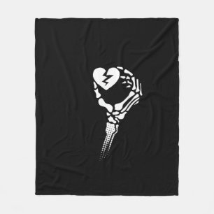 Skeleton Hand Holding Heart Fleece Blanket