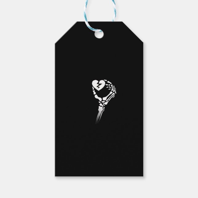 Skeleton Hand Holding Heart Gift Tags (Front)