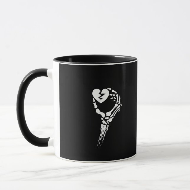 Skeleton Hand Holding Heart Mug (Left)