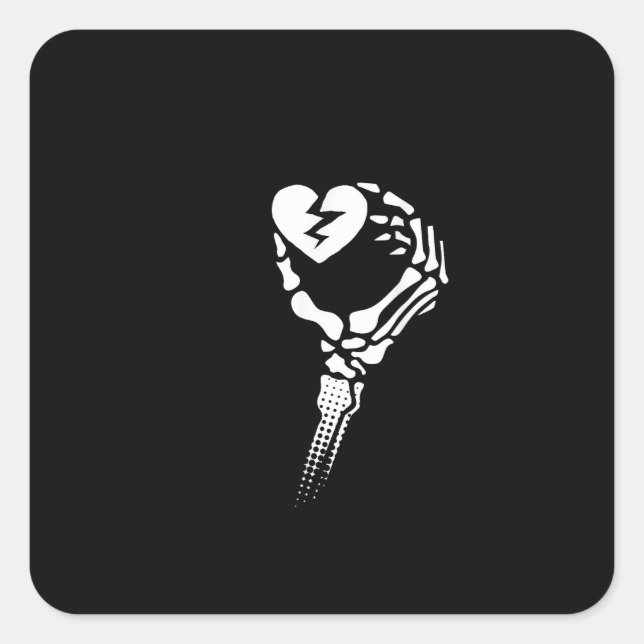 Skeleton Hand Holding Heart Square Sticker (Front)