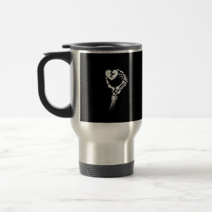 Skeleton Hand Holding Heart Travel Mug