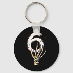 Skeleton Hand Holding Number 6 Matching 67 Hallowe Keychain