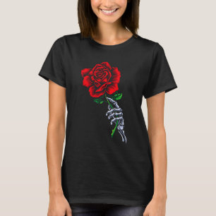 Skeleton Hand Holding Rose _ Aesthetic Red Flower  T-Shirt