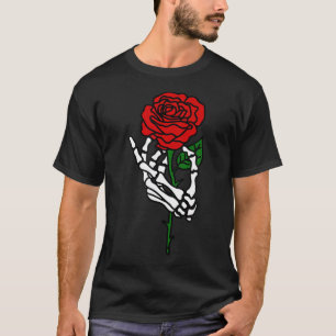 Skeleton Hand Holding Rose T-shirt, Tattoo Shirts