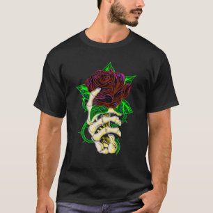 Skeleton Hand Holding Rose Tattoo Lovers T-Shirt