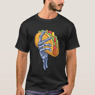 Skeleton Hand Holding Taco Dia de Los Muertos Hall T-Shirt