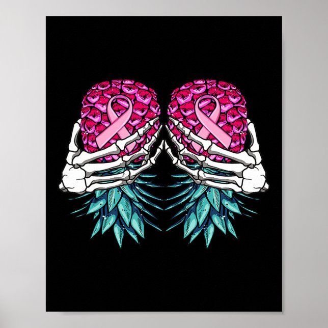 Skeleton Hand Holding Upside Down Pineapple Breast Poster (Front)