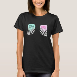 Skeleton Hand Love Bites Heart Funny Couple Valent T-Shirt