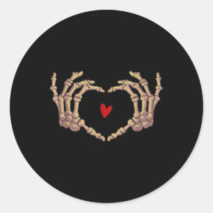 Skeleton Hand Love Heart Halloween Day Spooky Seas Classic Round Sticker