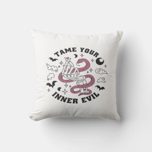 Skeleton Hand Making Heart Minimal Design Throw Pillow
