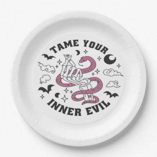 Skeleton Hand Making Heart  Paper Plate