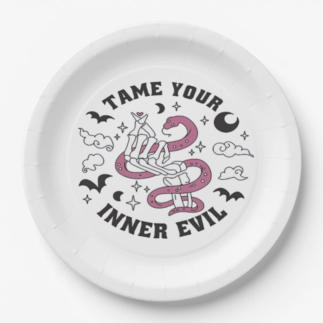 Skeleton Hand Making Heart  Paper Plate (Front)