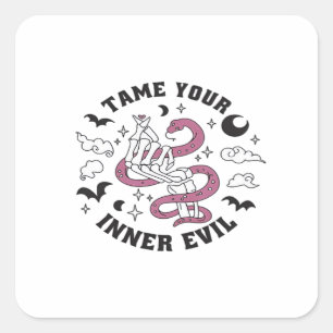 Skeleton Hand Making Heart  Square Sticker