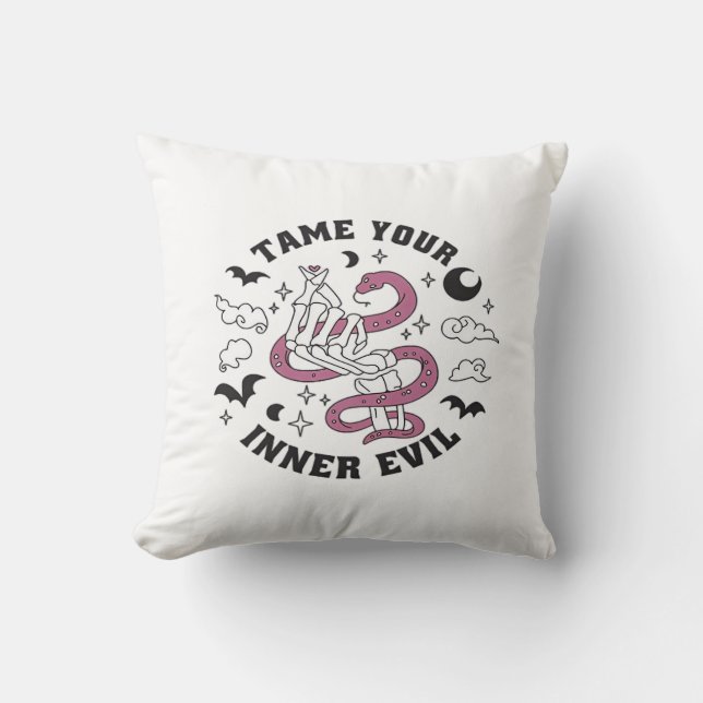 Skeleton Hand Making Heart  Throw Pillow (Front)