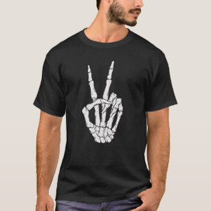 Skeleton hand making peace sign T-Shirt