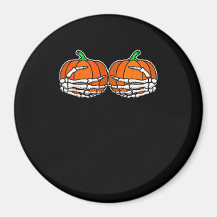 Skeleton Hand On Chest Pumpkin Halloween Women Magnet