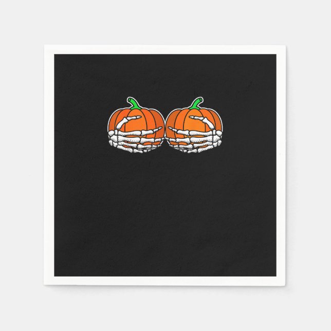 Skeleton Hand On Chest Pumpkin Halloween Women Napkin (Front)