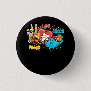 Skeleton Hand Peace Love Crocs Family Xmas Pyjama  1 Inch Round Button