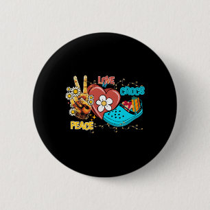 Skeleton Hand Peace Love-crocs Family Xmas Pyjama  2 Inch Round Button