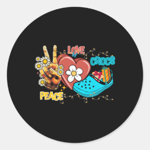 Skeleton Hand Peace Love-crocs Family Xmas Pyjama  Classic Round Sticker