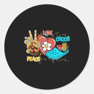 Skeleton Hand Peace Love-crocs Family Xmas Pyjama  Classic Round Sticker