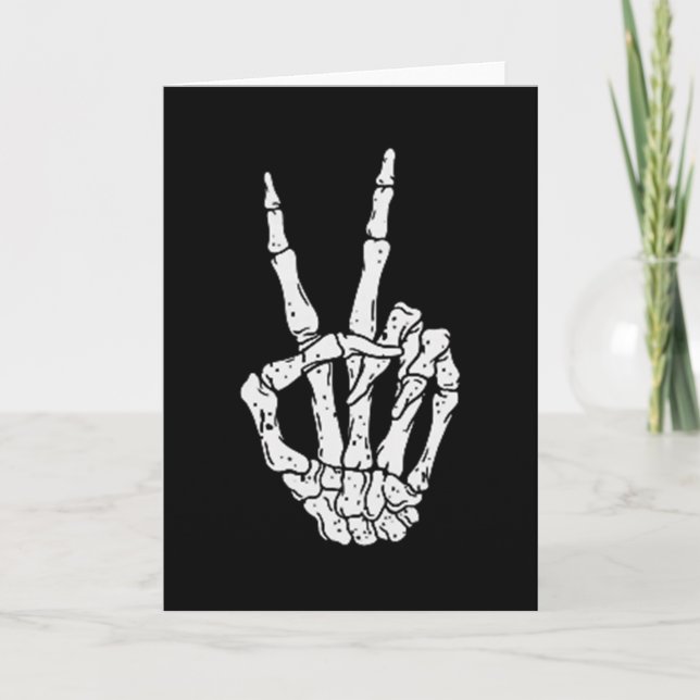 Skeleton Hand Peace Pocket Halloween Spooky Mens B Card (Front)