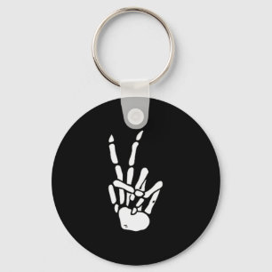 Skeleton Hand Peace Sign Bone Keychain