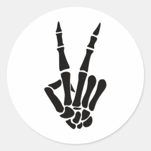 Skeleton Hand Peace Sign Bones Halloween Skeleton  Classic Round Sticker