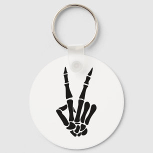 Skeleton Hand Peace Sign Bones Halloween Skeleton  Keychain