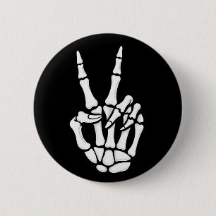 Skeleton Hand Peace Sign Cool Halloween 2 Inch Round Button