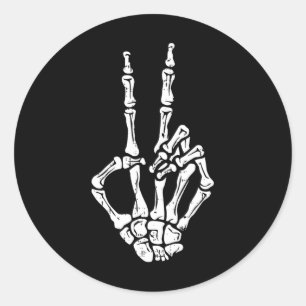 Skeleton Hand Peace Sign Halloween Costume Bones  Classic Round Sticker