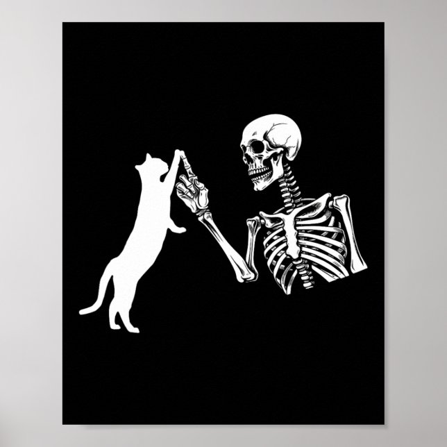 Skeleton Hand Playing Cat Funny Halloween Costume  Poster (Front)