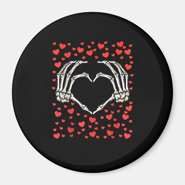 Skeleton Hand Red Heart Birthday Valentines Day Magnet (Front)