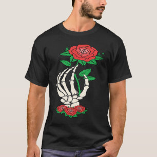 Skeleton Hand Red Rose Flower Valentine's Day Lo T-Shirt