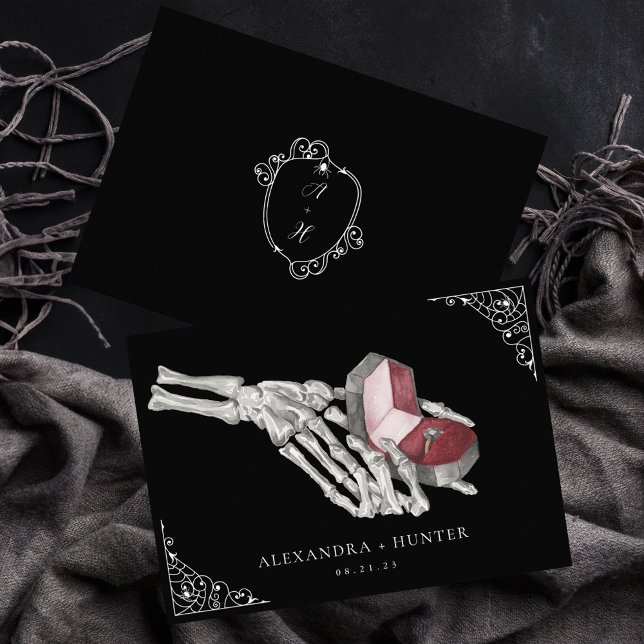 Skeleton Hand Ring Gothic Wedding Save the Date Invitation (Skeleton Hand Ring Gothic Wedding Save the Date Invitation)