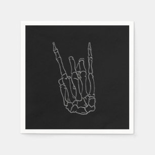 Skeleton Hand Rock Star Black Birthday Party Napkin