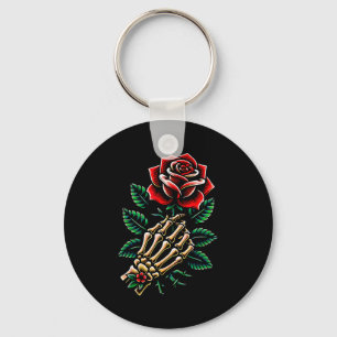 Skeleton Hand Rose Graphic Keychain