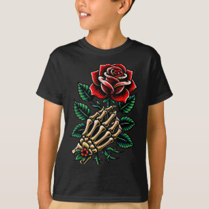 Skeleton Hand Rose Graphic T-Shirt
